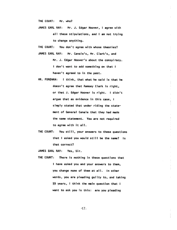 James Earl Ray Guilty Plea Transcript With Analysis By Gary Revel