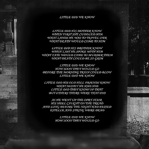 rendering of original 7 inch single record sleeve-back-lyrics