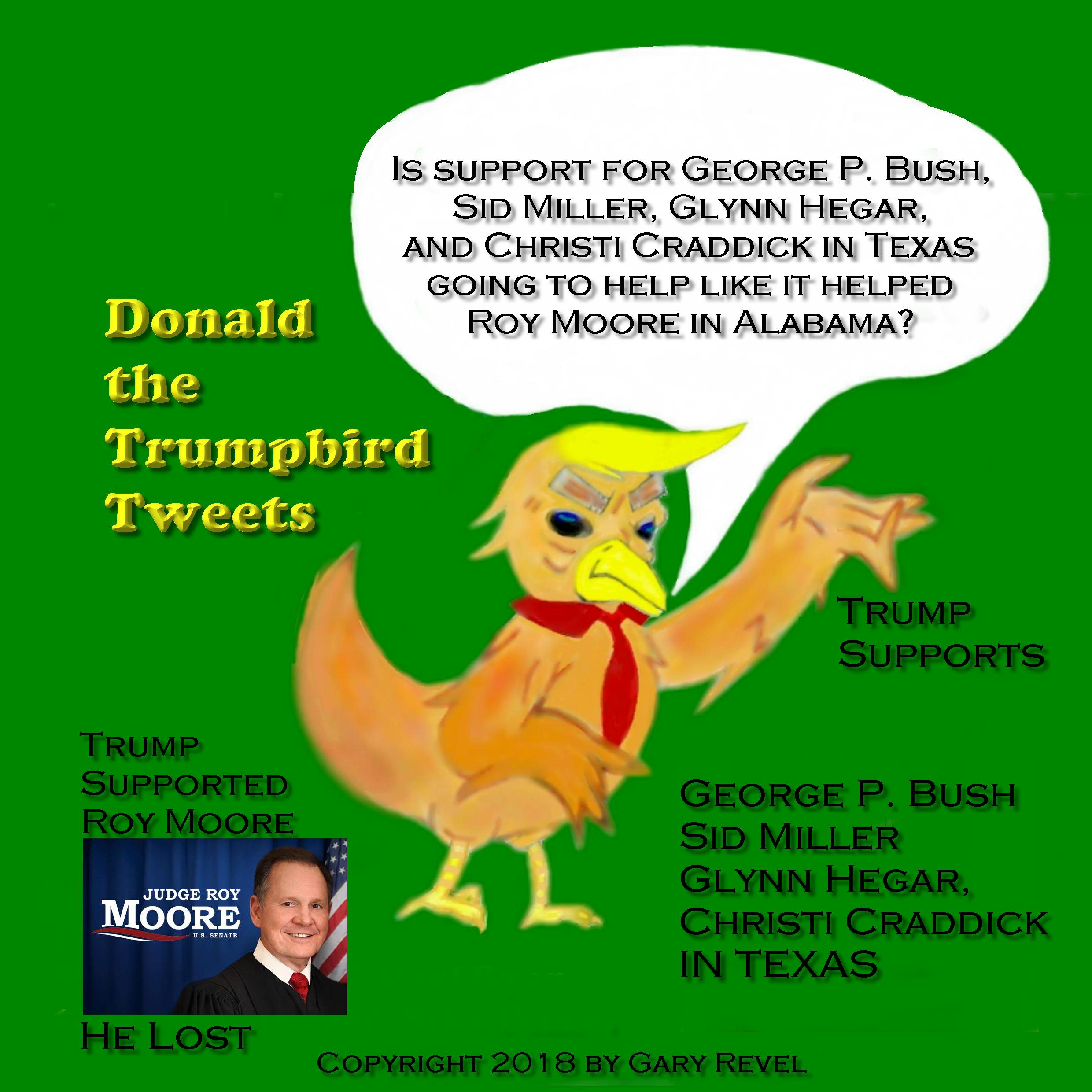 Donald the Trumpbird tweets texas support
