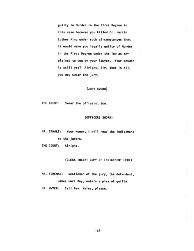 Page 18 of James Earl Ray Guilty Plea